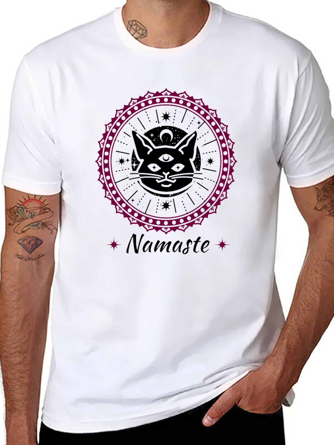 Third Eye Cat Namaste Graphic Tee
