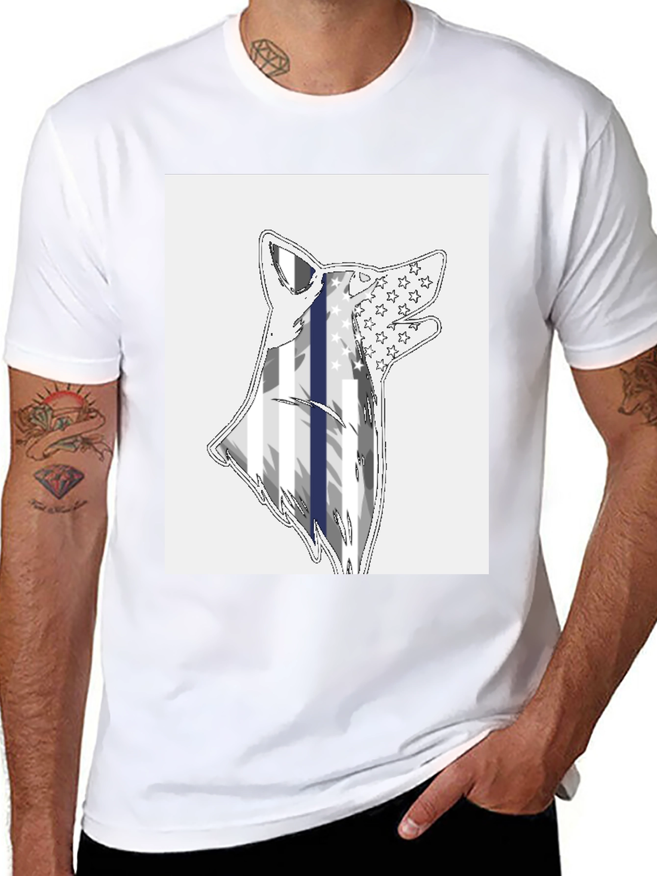 Thin Blue Line Wolf T-Shirt