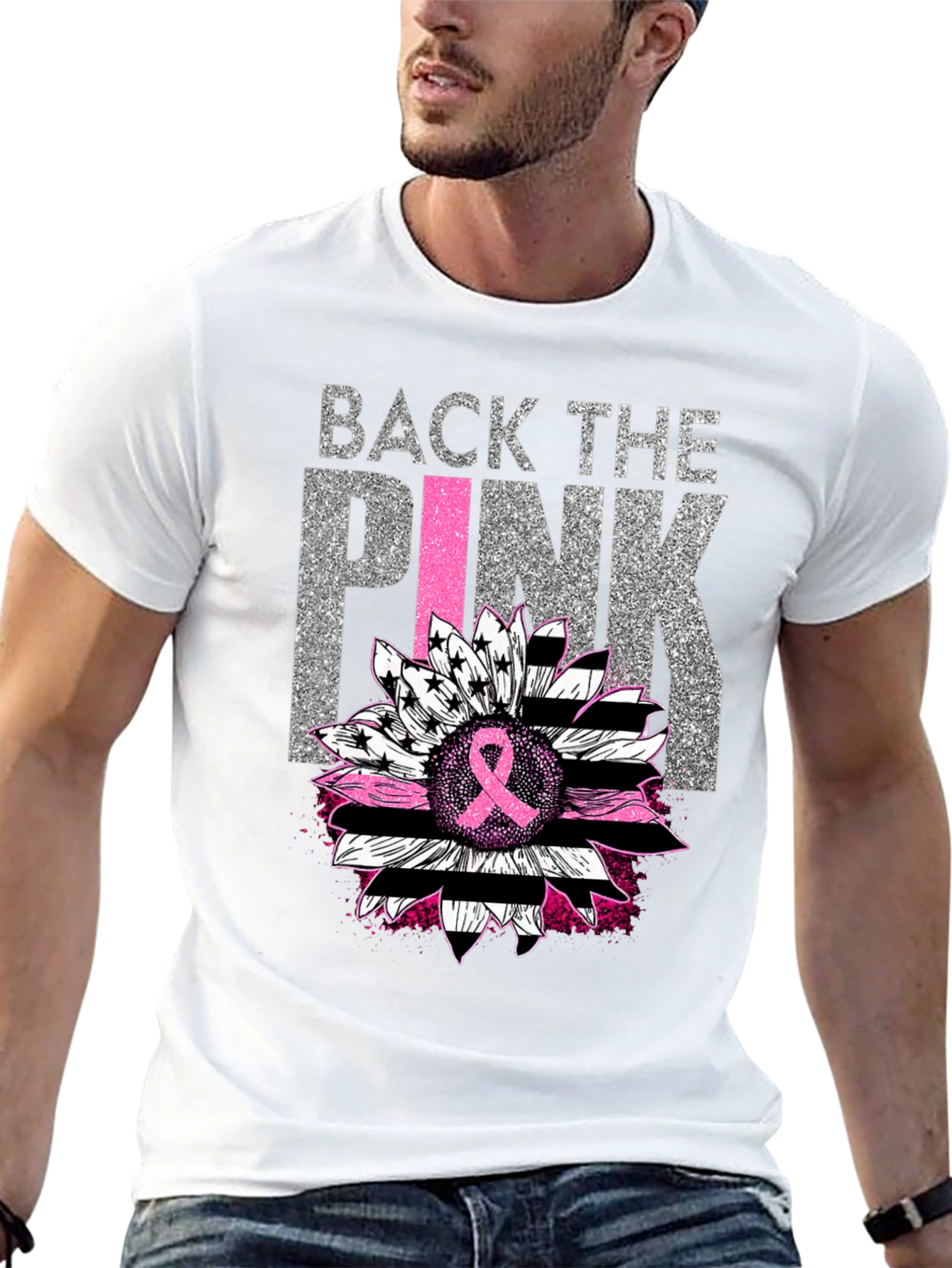 Back the Pink Sunflower Breast Cancer Awareness T-Shirt