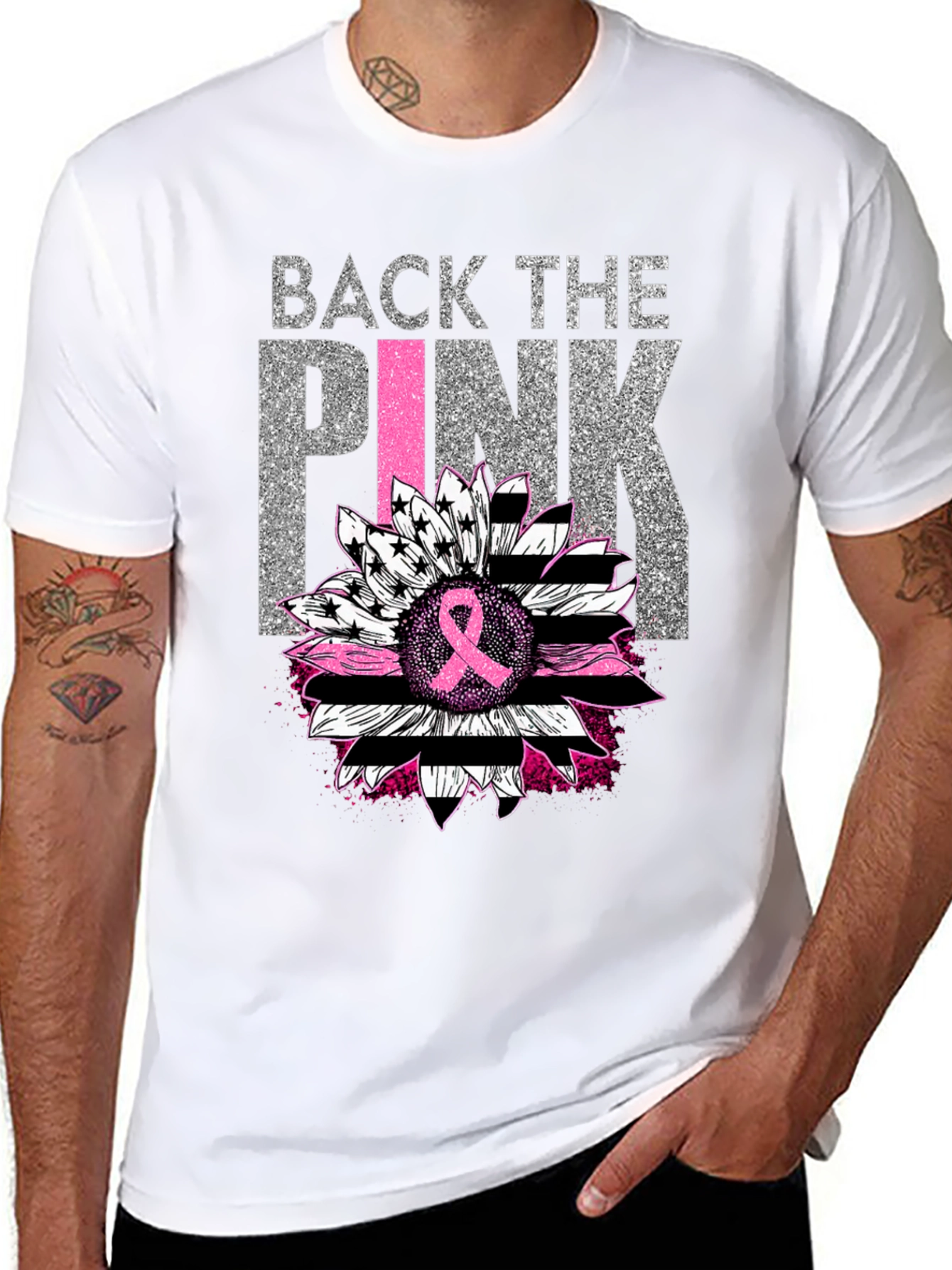 Back the Pink Sunflower Breast Cancer Awareness T-Shirt