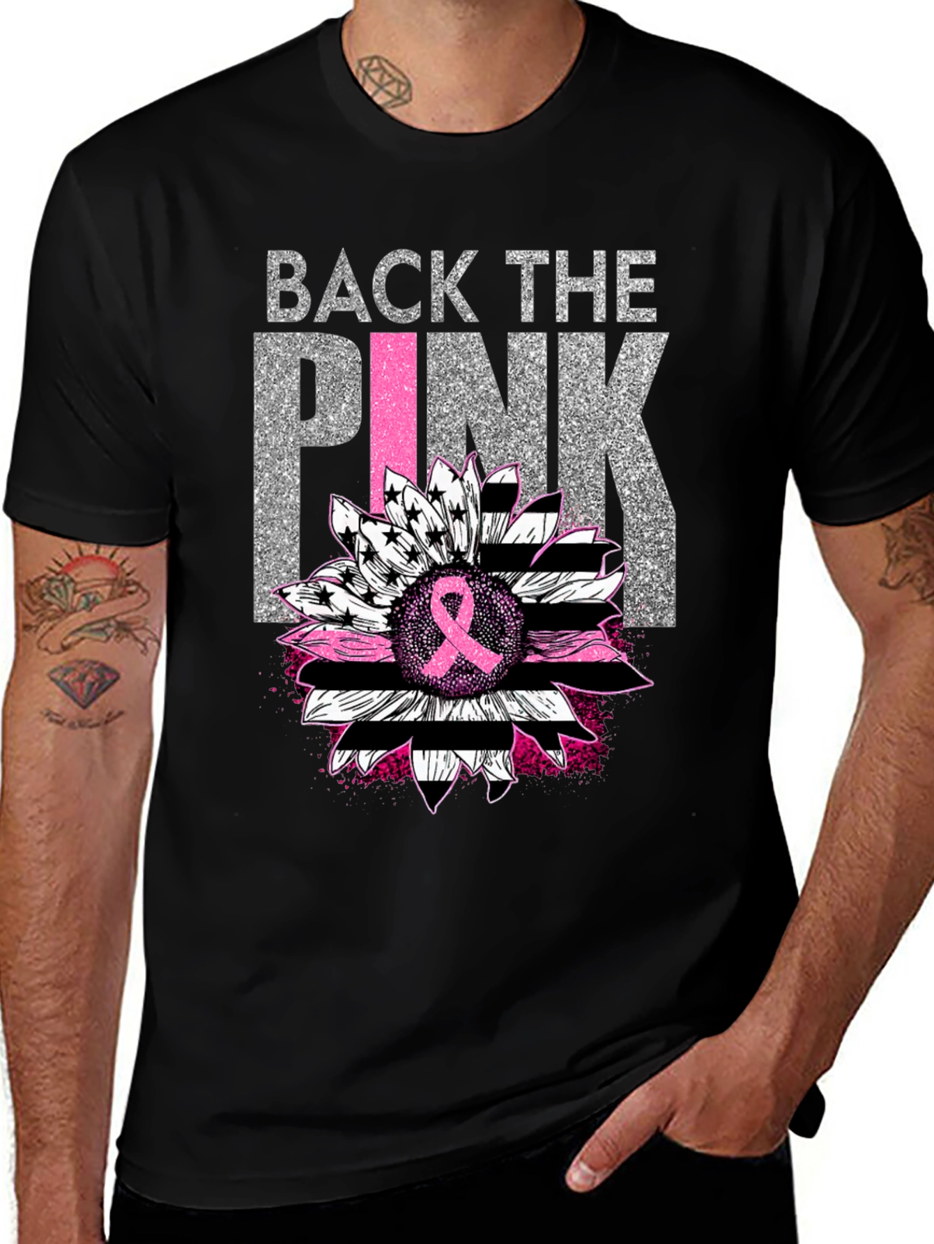 Back the Pink Sunflower Breast Cancer Awareness T-Shirt