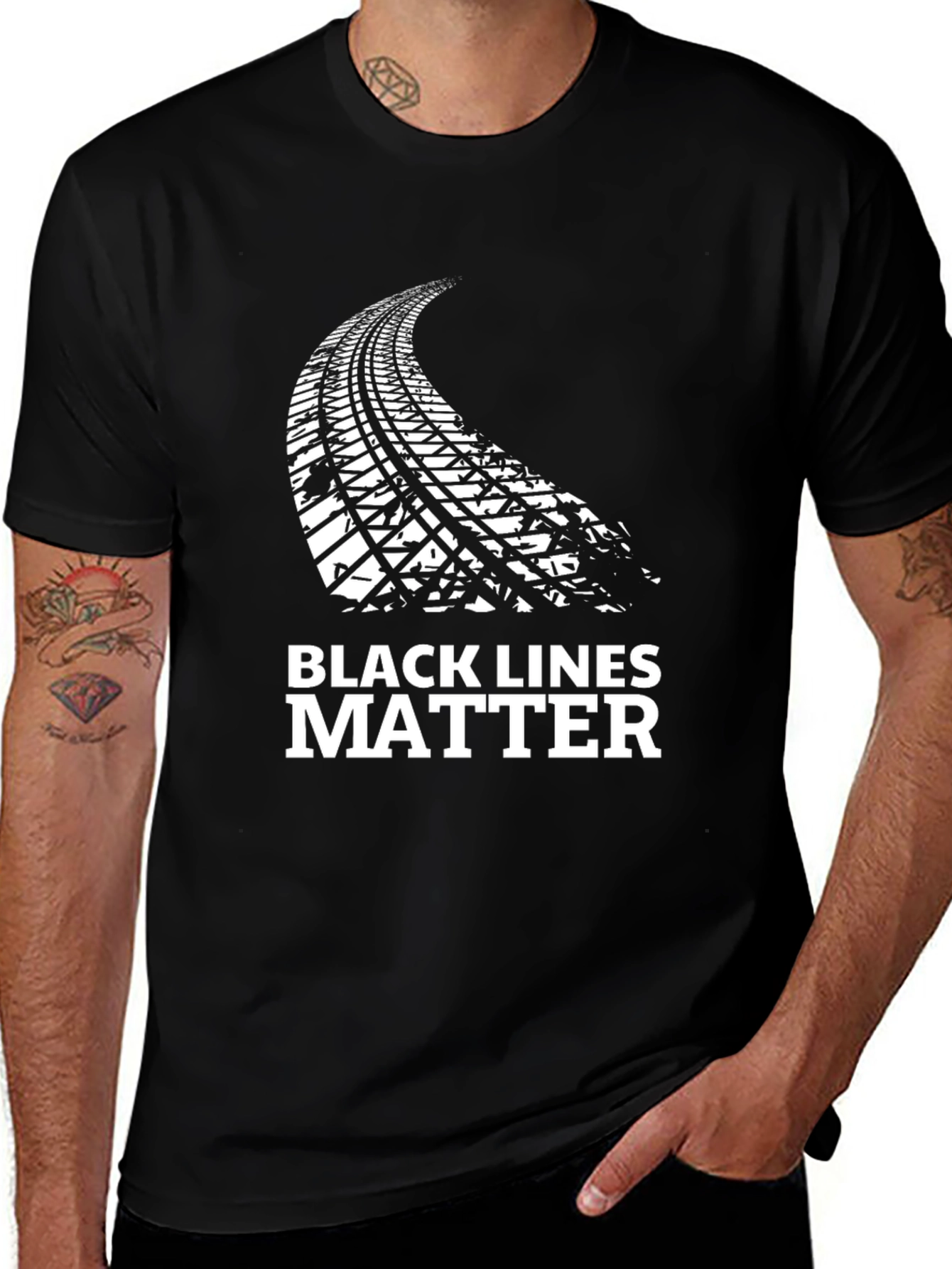 Black Lines Matter Graphic Tee -  Statement T-Shirt