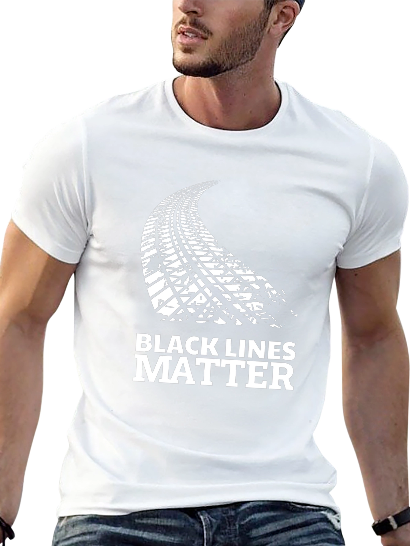 Black Lines Matter Graphic Tee -  Statement T-Shirt