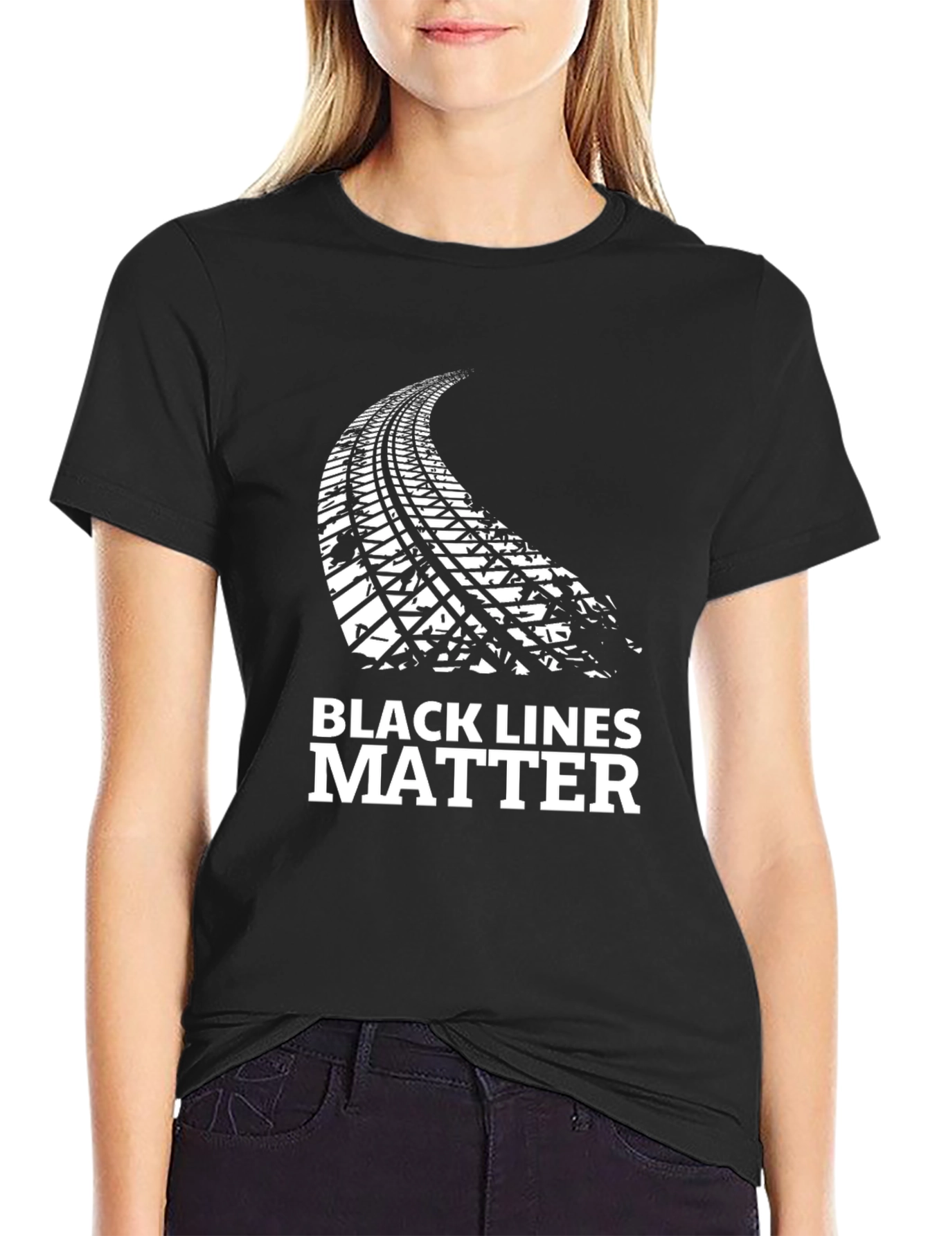 Black Lines Matter Graphic Tee -  Statement T-Shirt