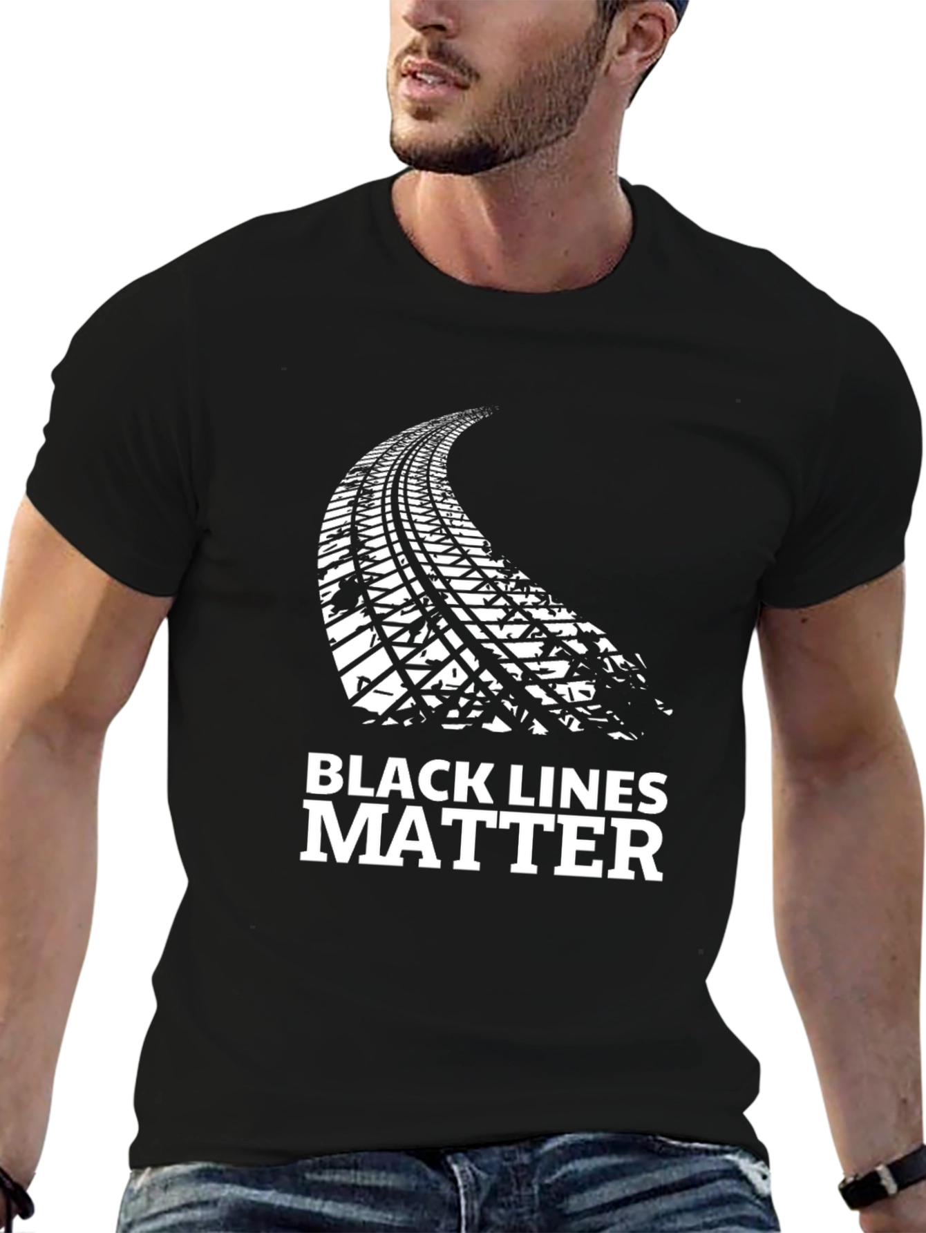 Black Lines Matter Graphic Tee -  Statement T-Shirt
