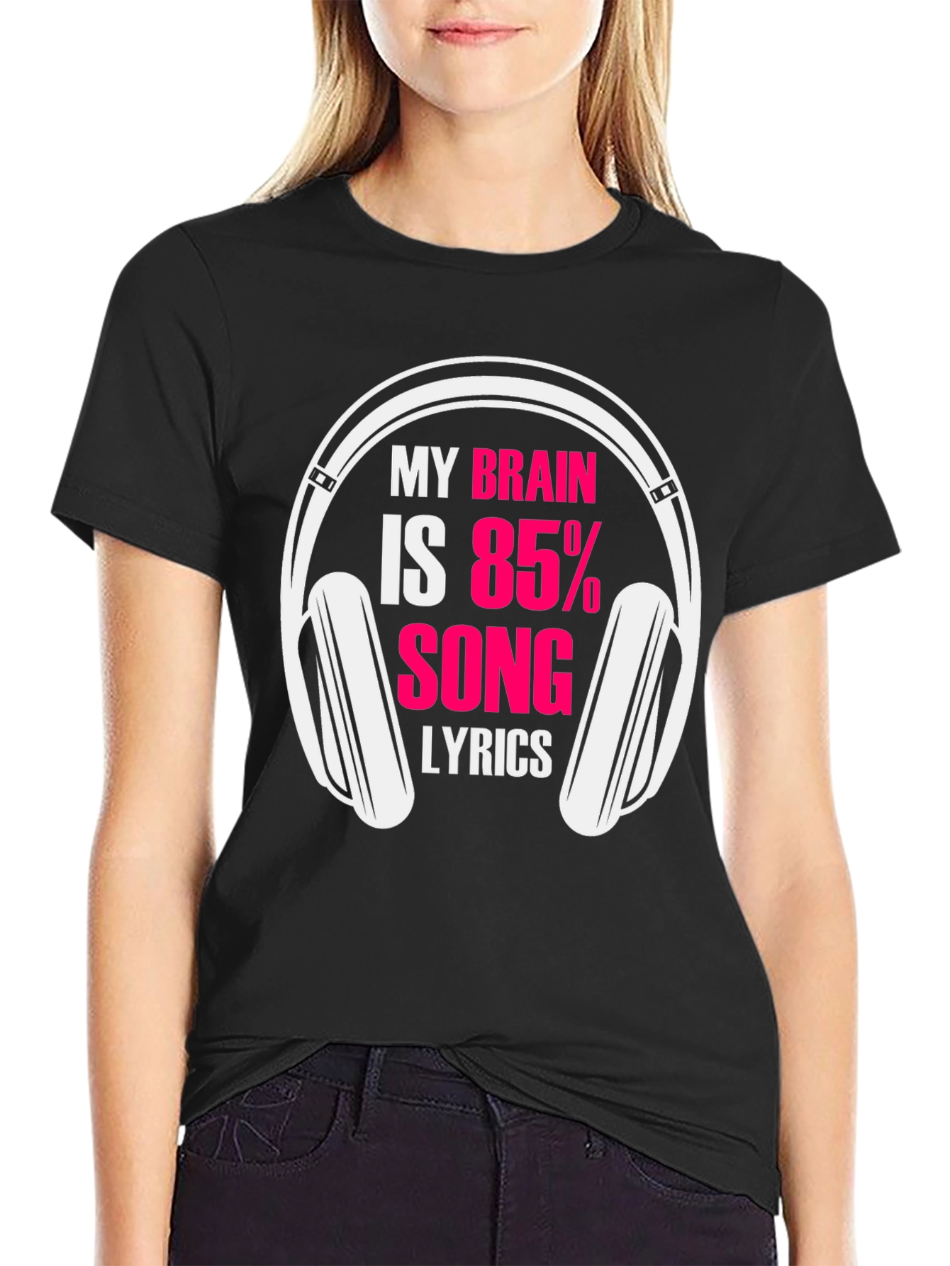 Brain 85% Song Lyrics Black T-Shirt