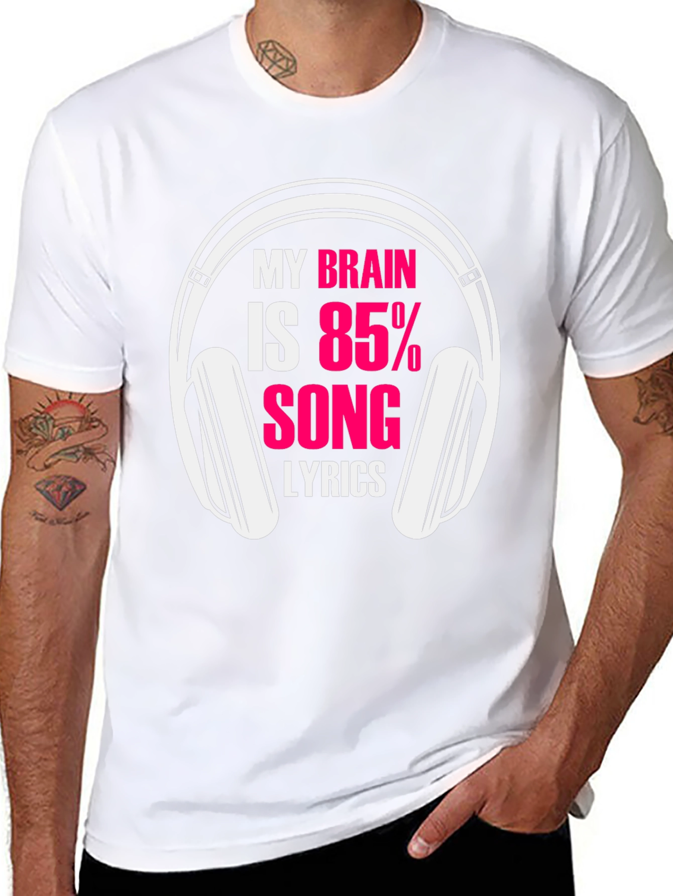 Brain 85% Song Lyrics Black T-Shirt