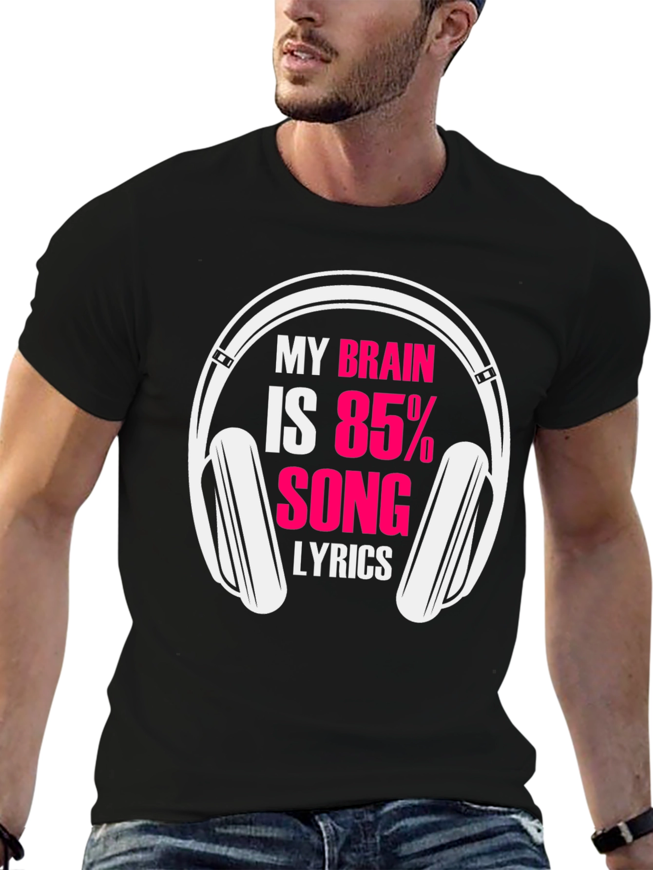 Brain 85% Song Lyrics Black T-Shirt