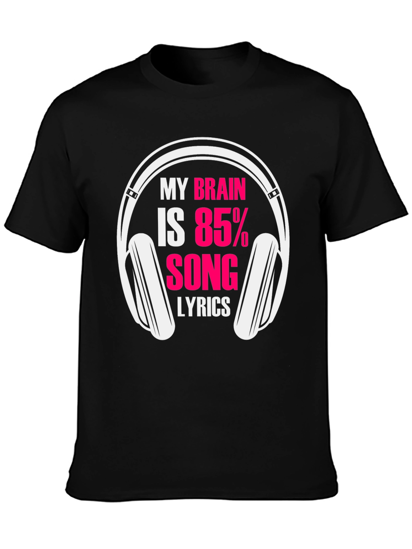 Brain 85% Song Lyrics Black T-Shirt