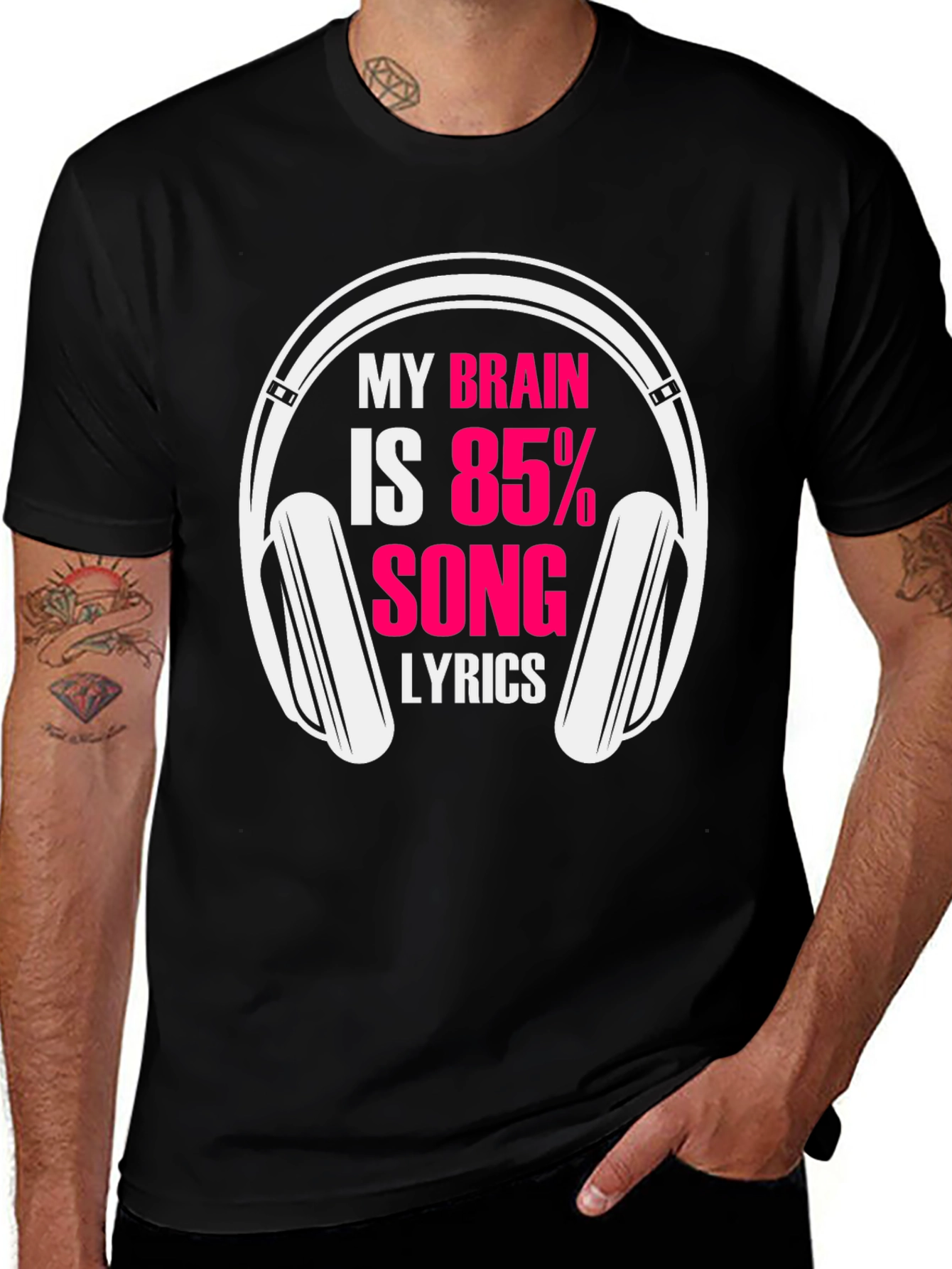 Brain 85% Song Lyrics Black T-Shirt