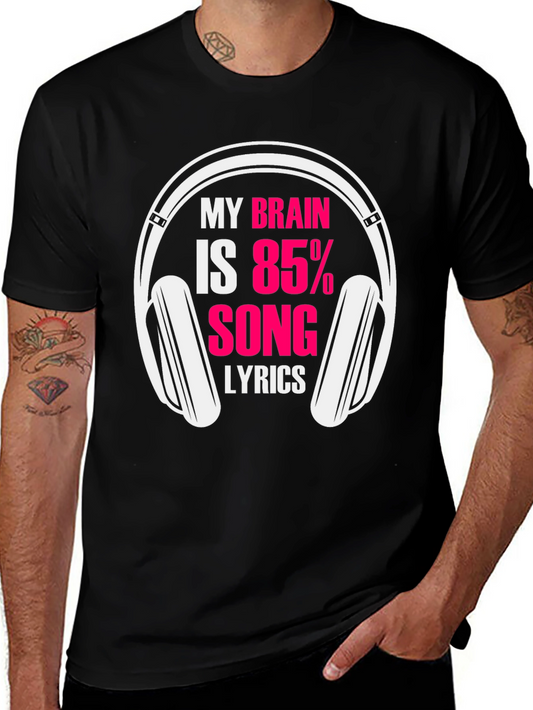 Brain 85% Song Lyrics Black T-Shirt