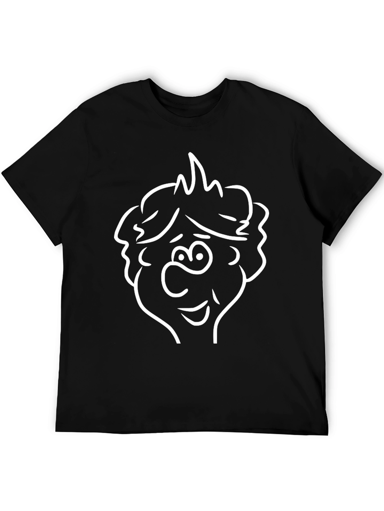 Cartoon Face T-Shirt - Black Crew Neck Tee