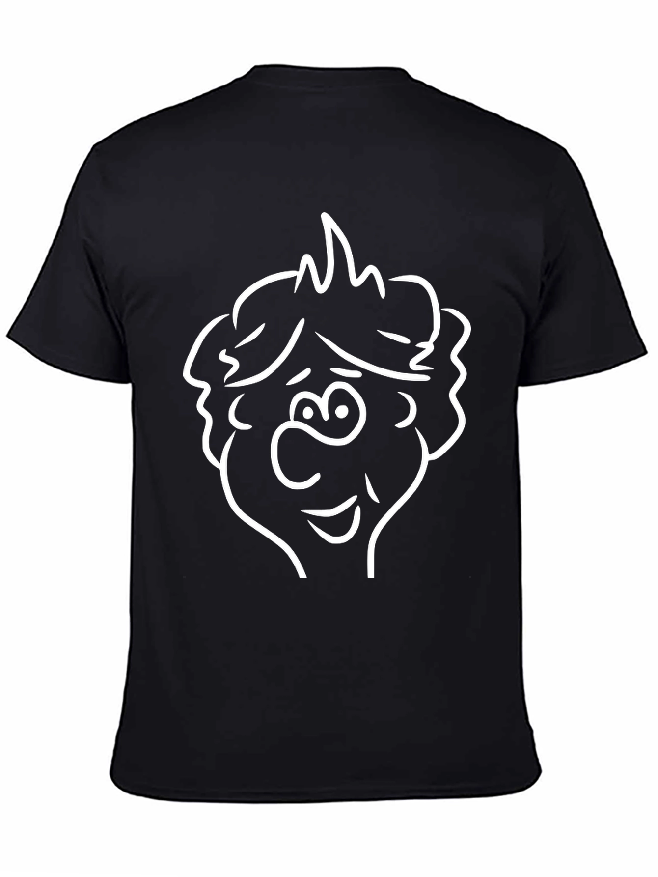 Cartoon Face T-Shirt - Black Crew Neck Tee