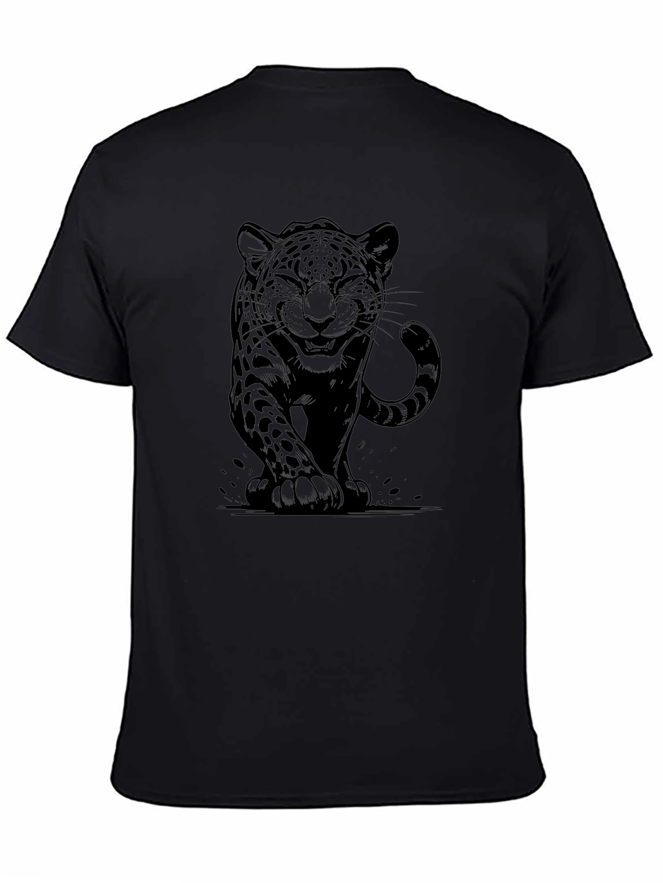Black Jaguar Graphic Tee - Stylish Animal Print Shirt