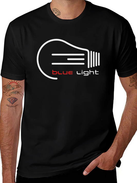 Blue Light Graphic Tee - Black Cotton T-Shirt