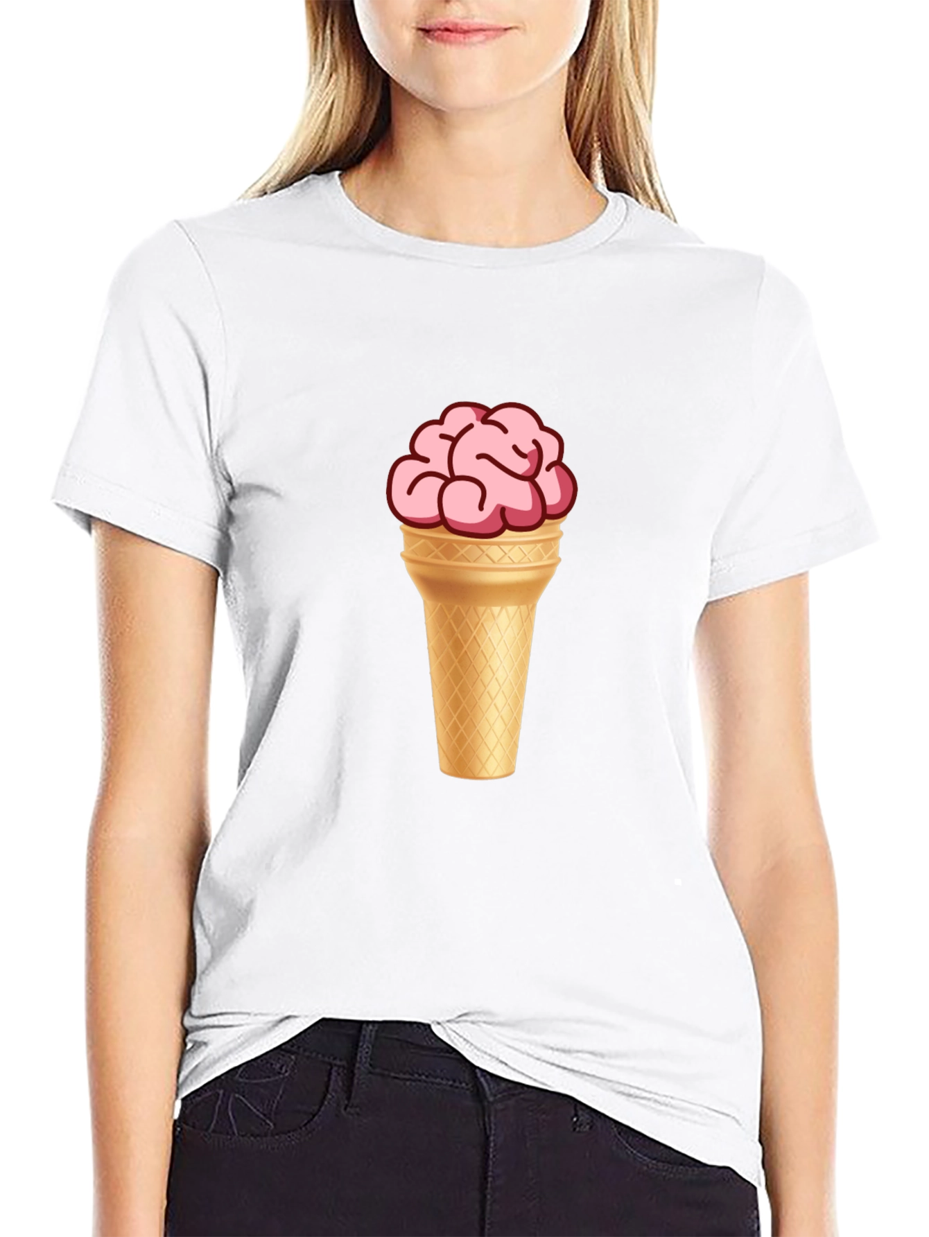 Brain Ice Cream Cone Graphic T-Shirt