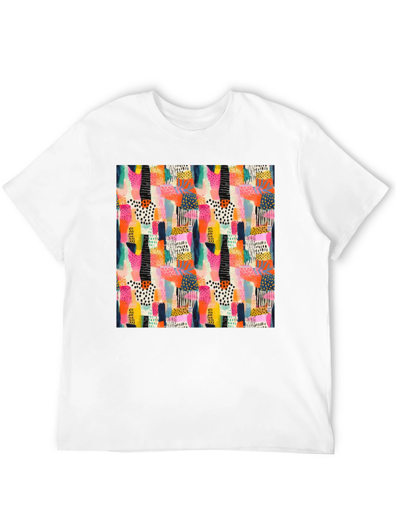 Abstract Pattern Black Crew Neck T-Shirt
