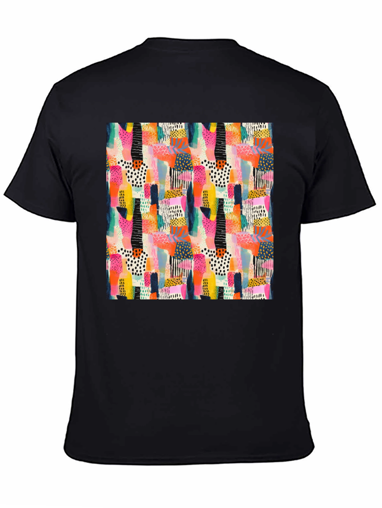 Abstract Pattern Black Crew Neck T-Shirt