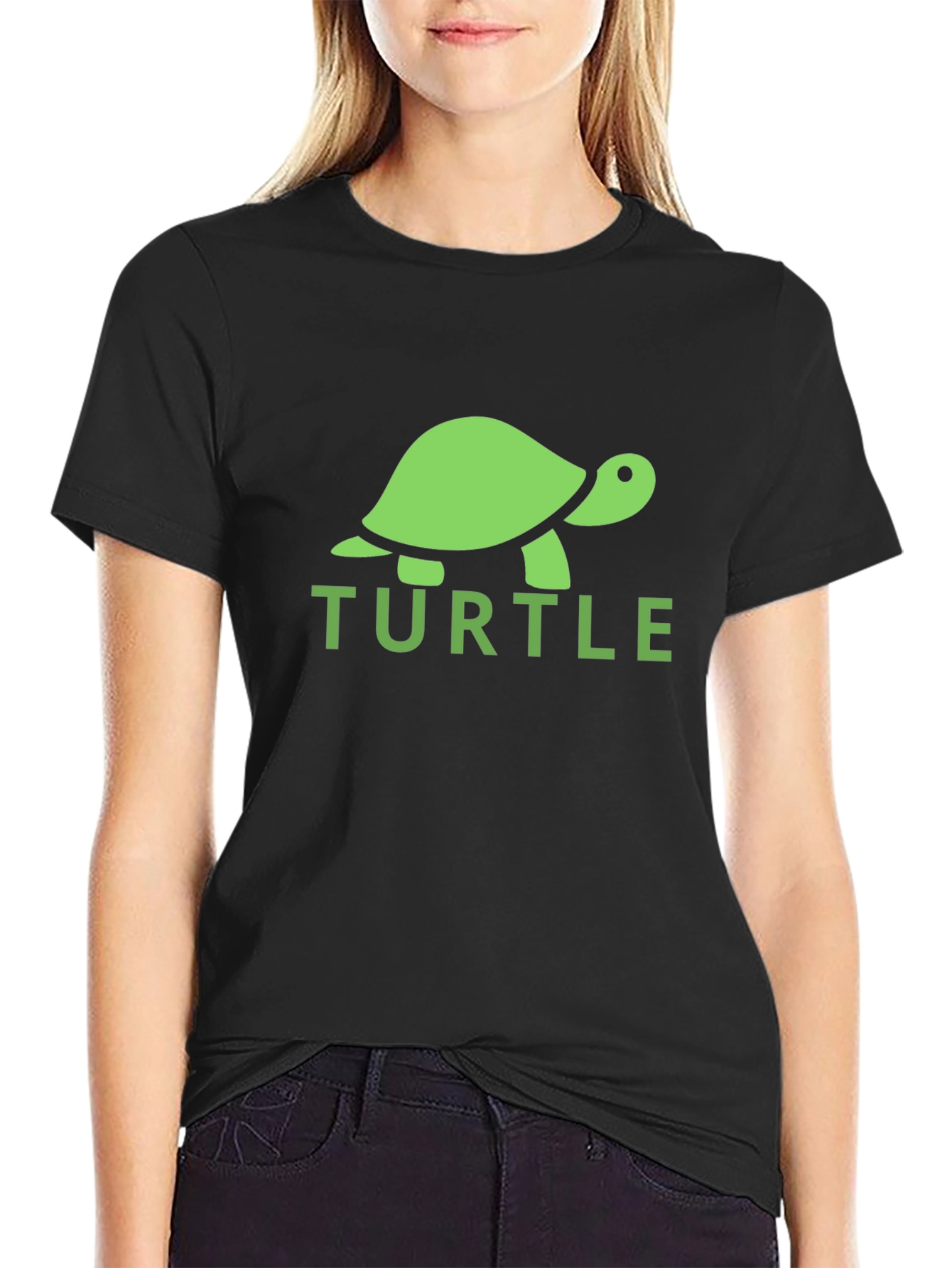 Turtle Graphic Tee - Black Cotton T-Shirt
