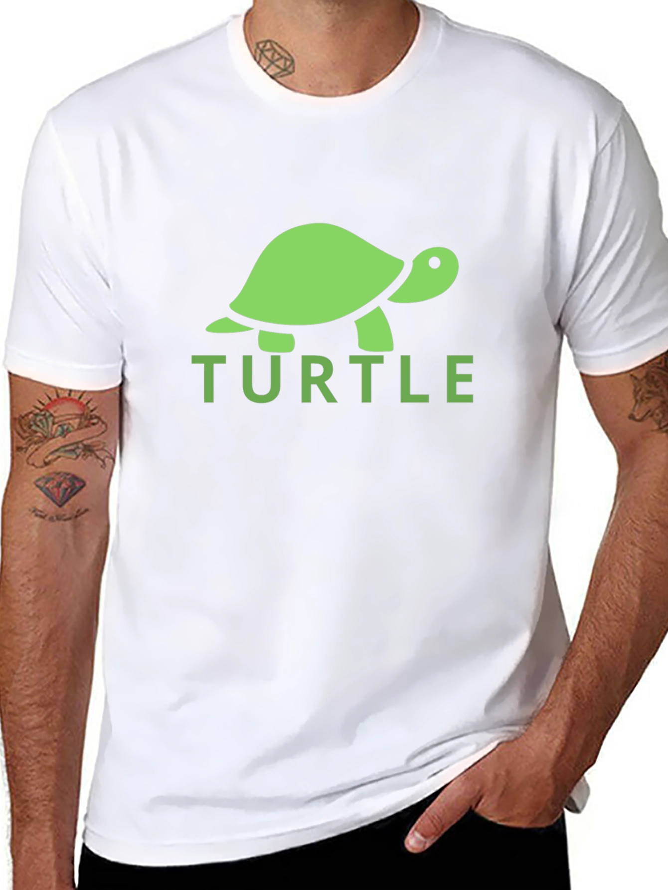 Turtle Graphic Tee - Black Cotton T-Shirt