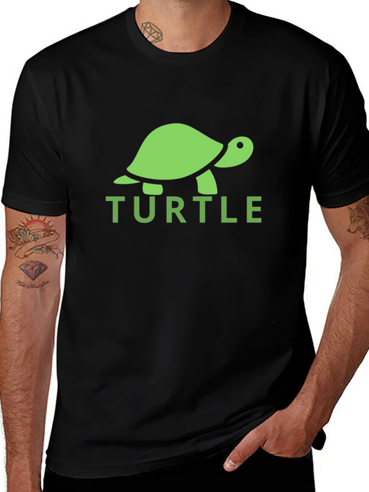 Turtle Graphic Tee - Black Cotton T-Shirt