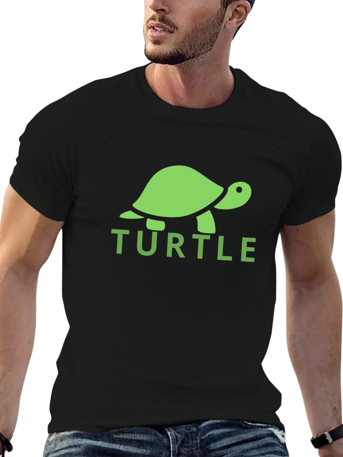 Turtle Graphic Tee - Black Cotton T-Shirt
