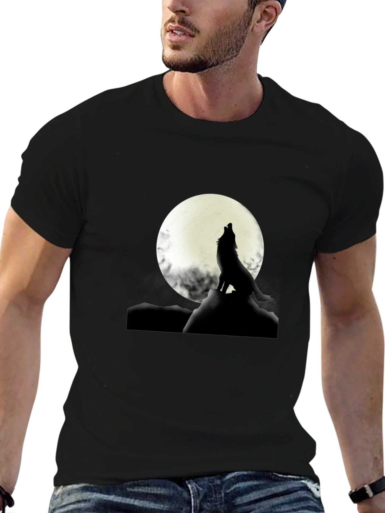 Wolf Howling at Moon Graphic T-Shirt