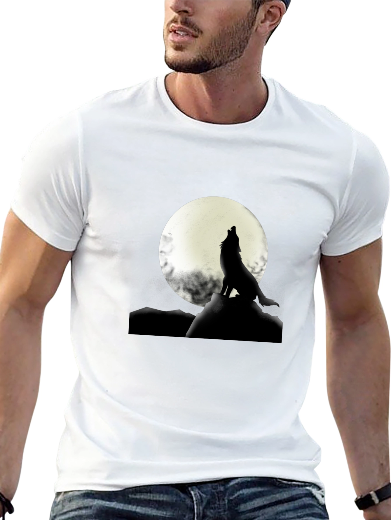 Wolf Howling at Moon Graphic T-Shirt