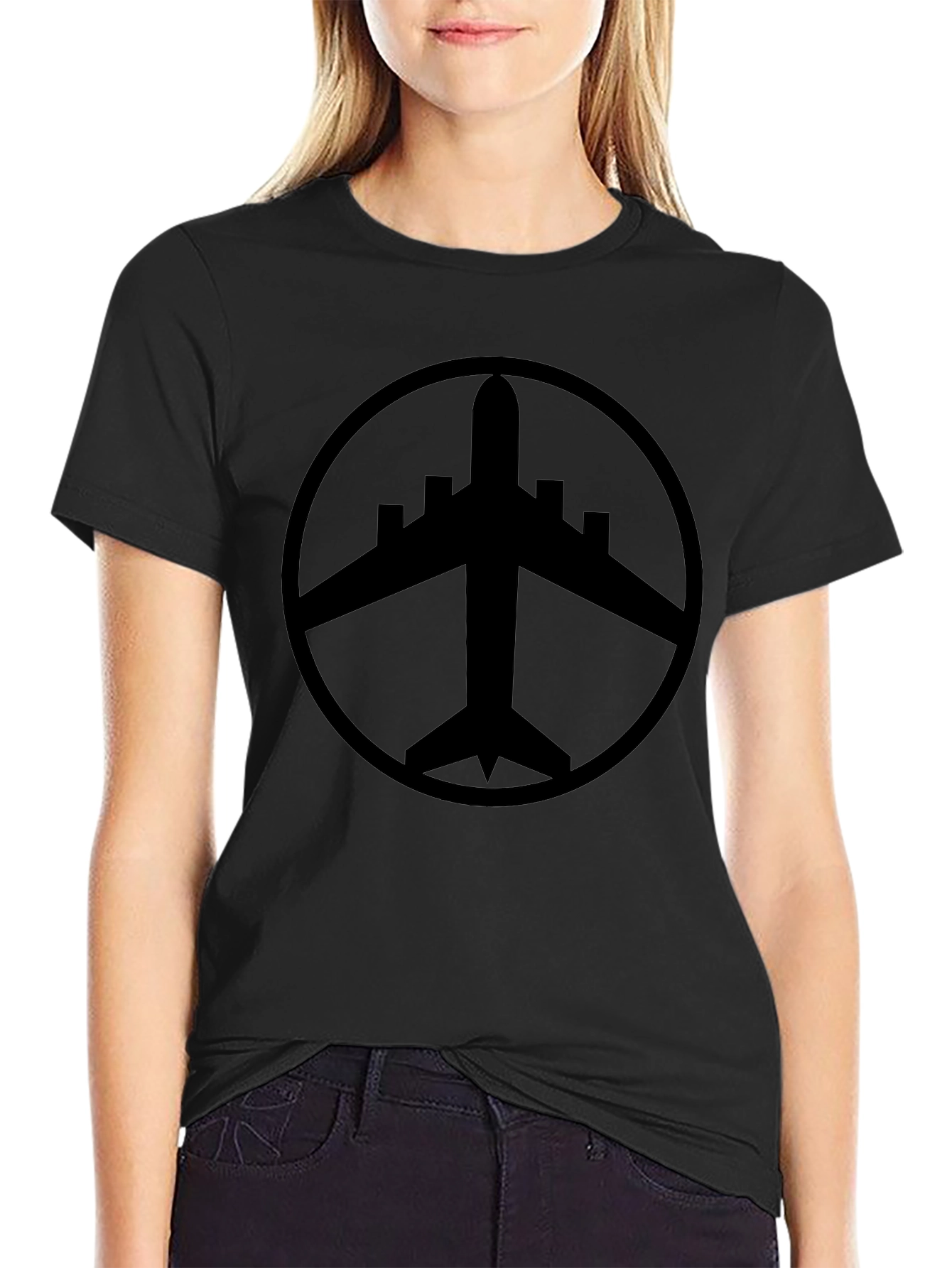 Airplane Symbol Black T-Shirt