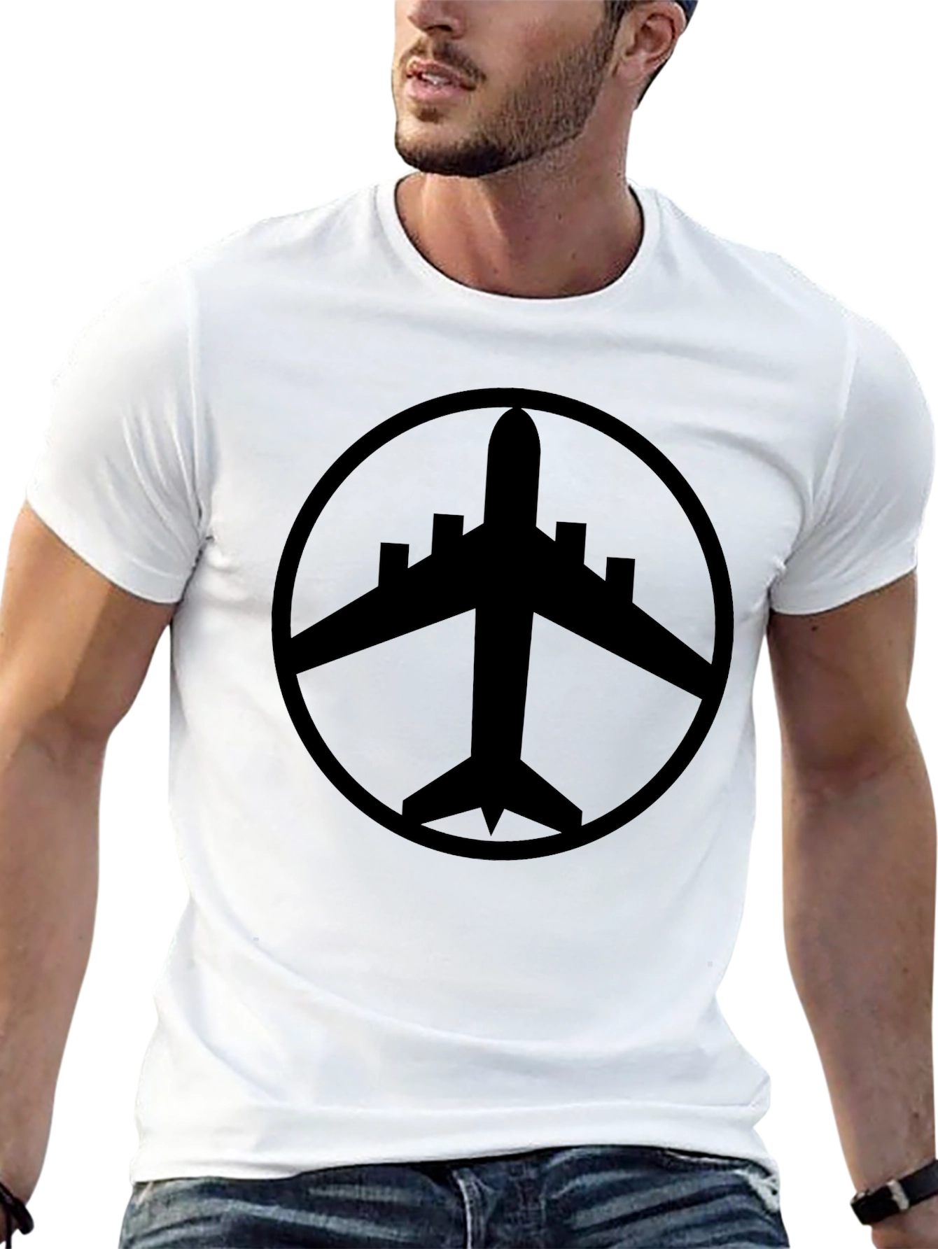 Airplane Symbol Black T-Shirt