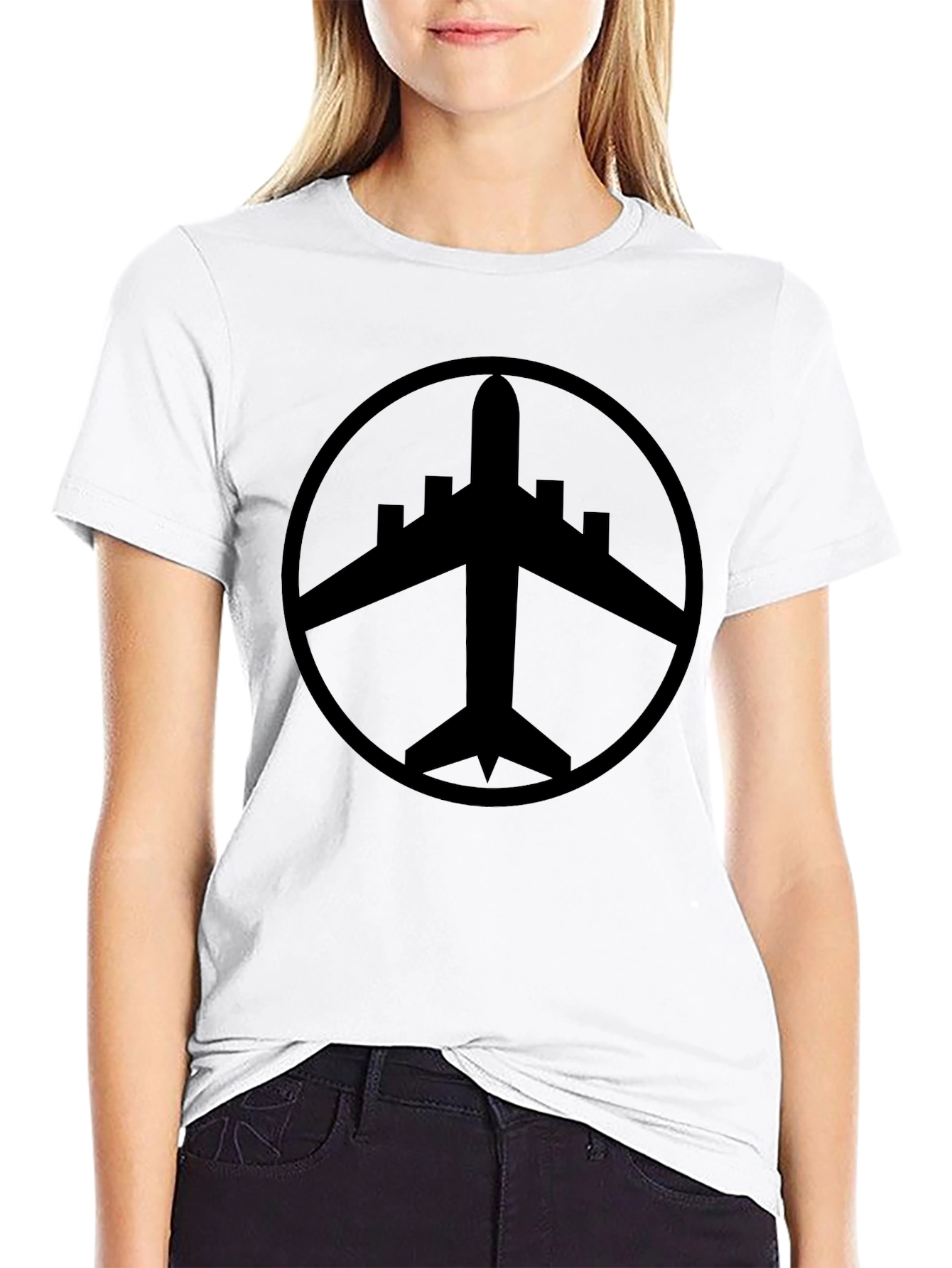 Airplane Symbol Black T-Shirt
