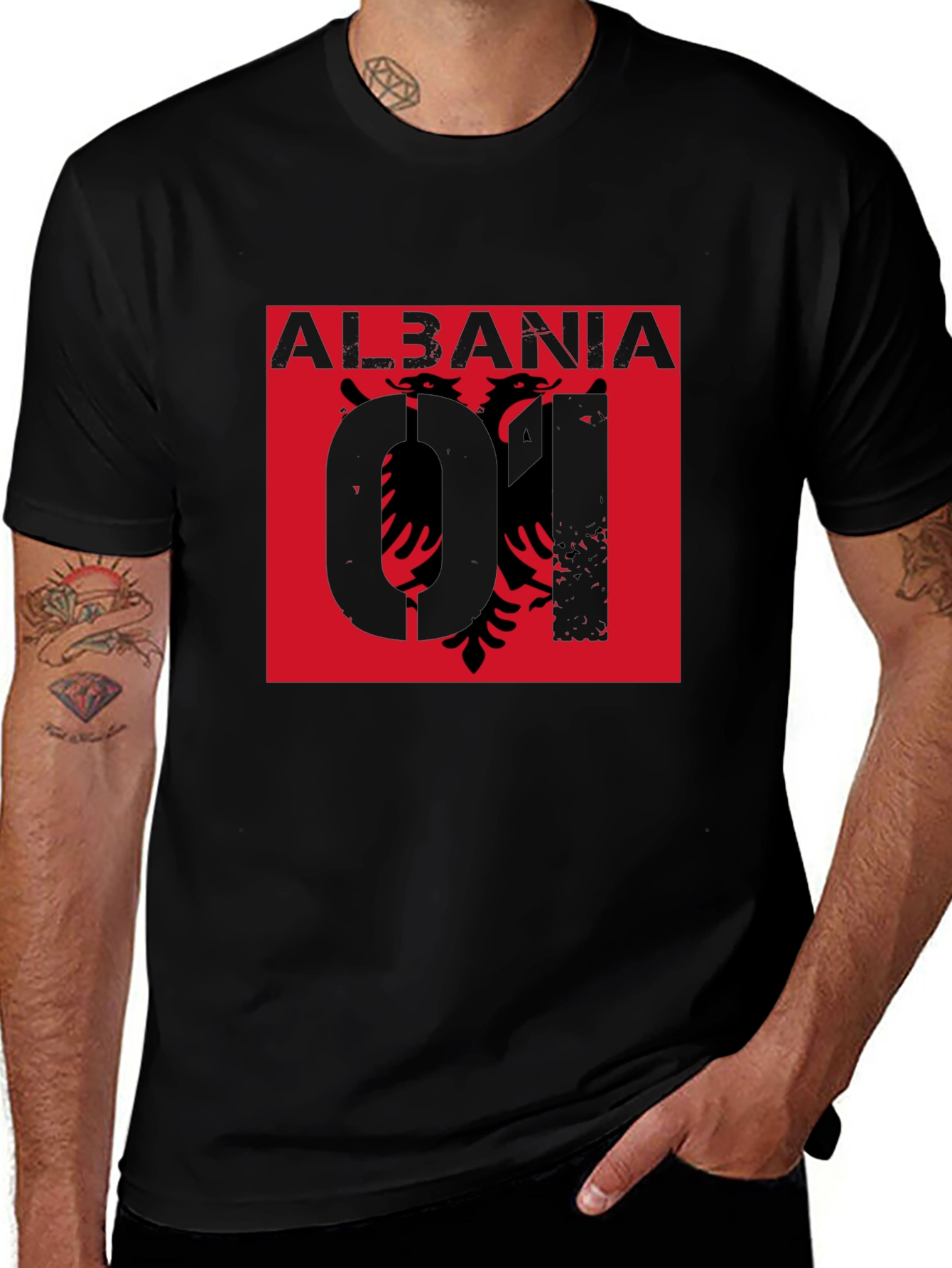 Albania Eagle Graphic Tee - Black Short Sleeve