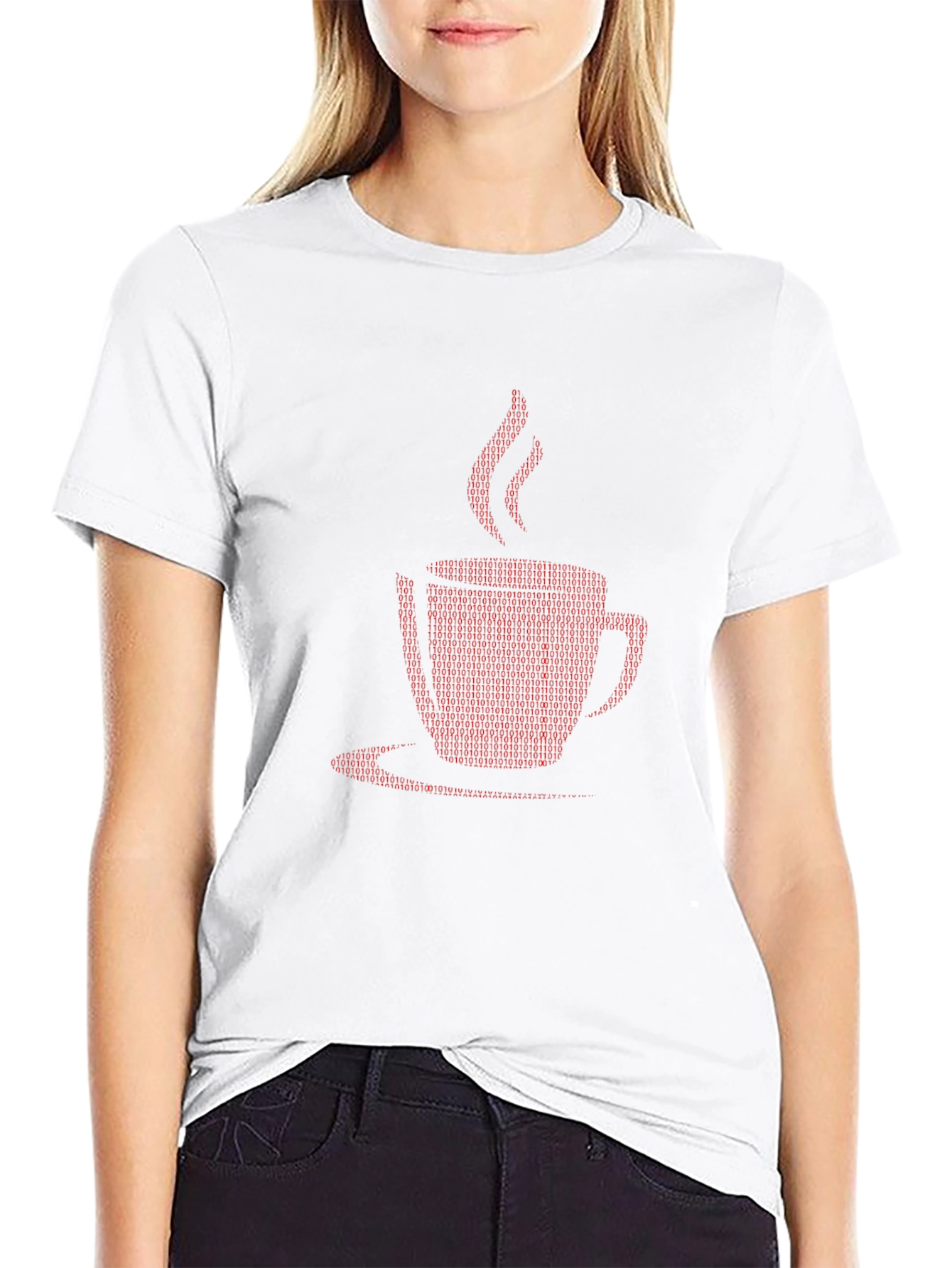 Binary Code Coffee Cup Graphic Tee - Geek Chic