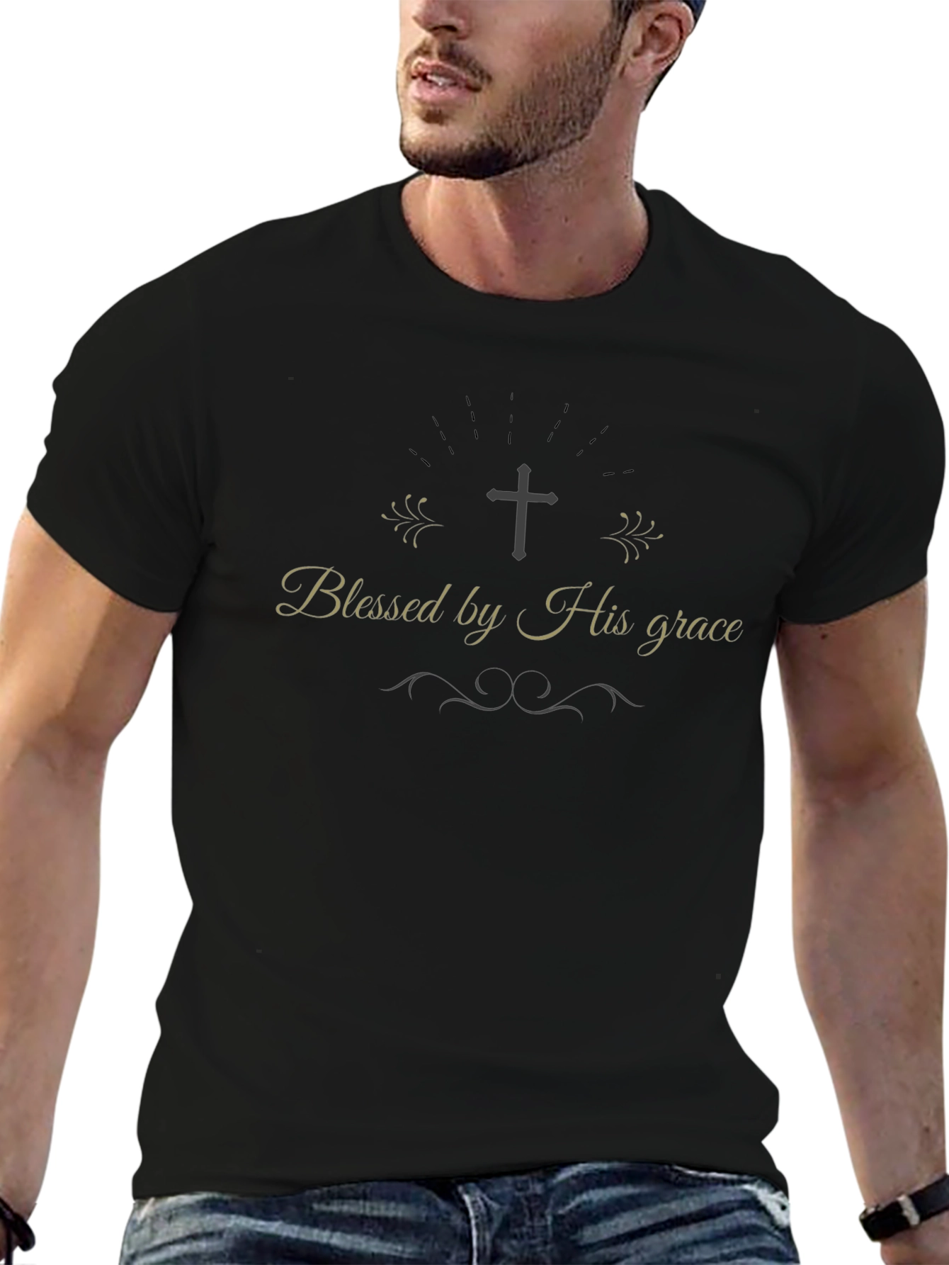 Blessed by His Grace Black T-Shirt