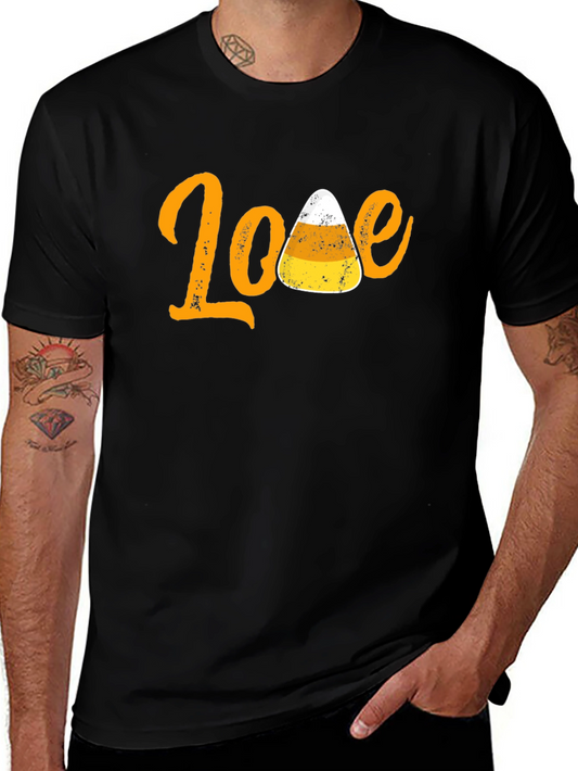 Candy Corn Love Graphic Black Tee Shirt