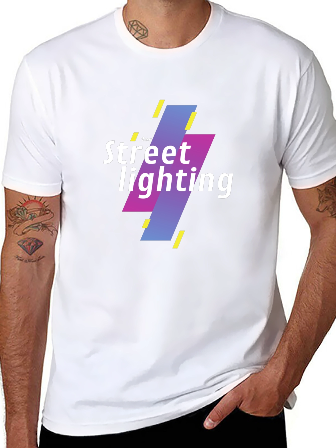 Street Lighting Graphic Tee - Modern Black T-Shirt