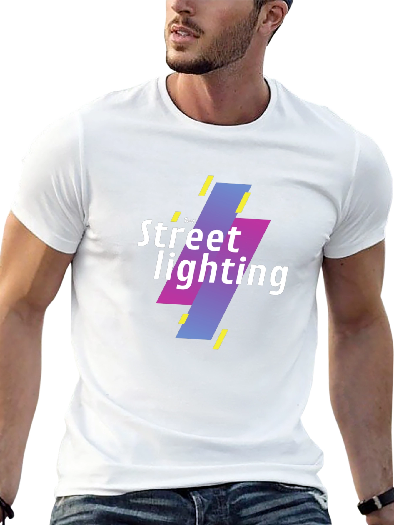 Street Lighting Graphic Tee - Modern Black T-Shirt