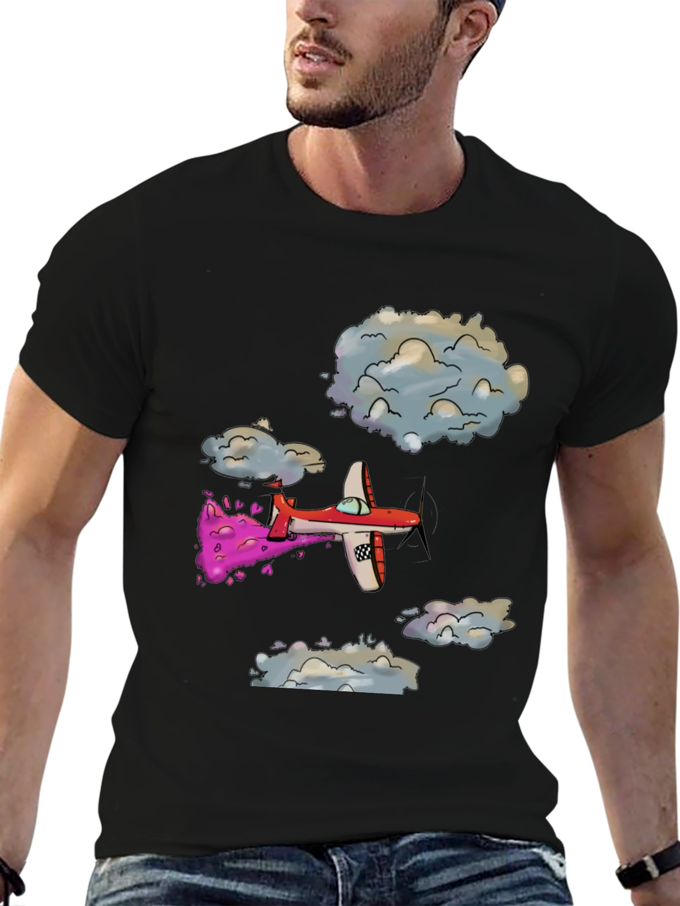 Cartoon Airplane Graphic Tee - Fly High in Style!