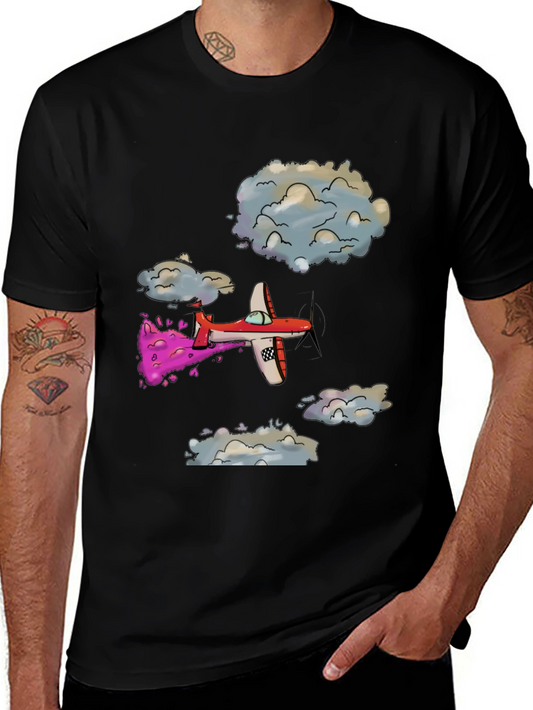 Cartoon Airplane Graphic Tee - Fly High in Style!