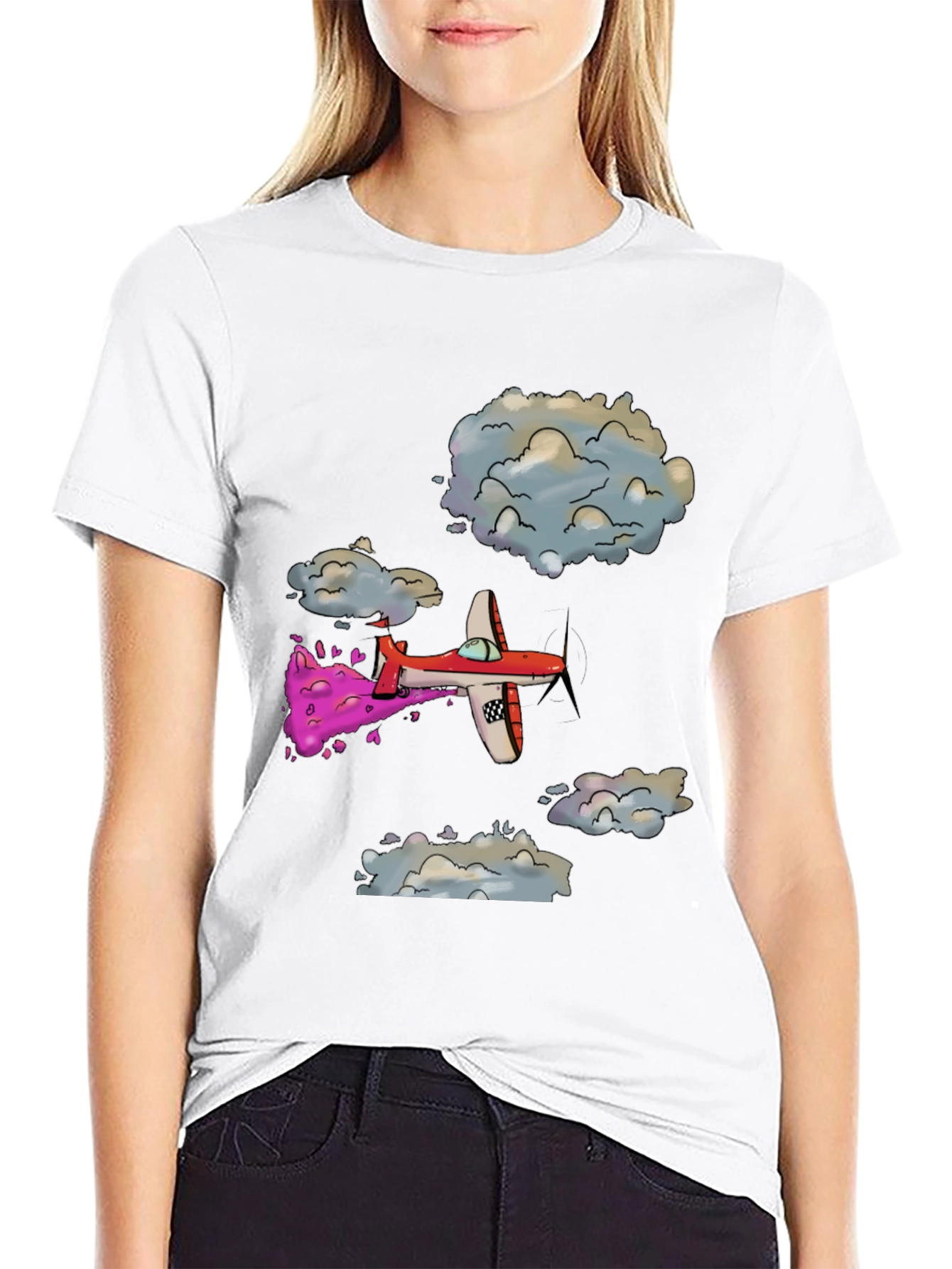 Cartoon Airplane Graphic Tee - Fly High in Style!