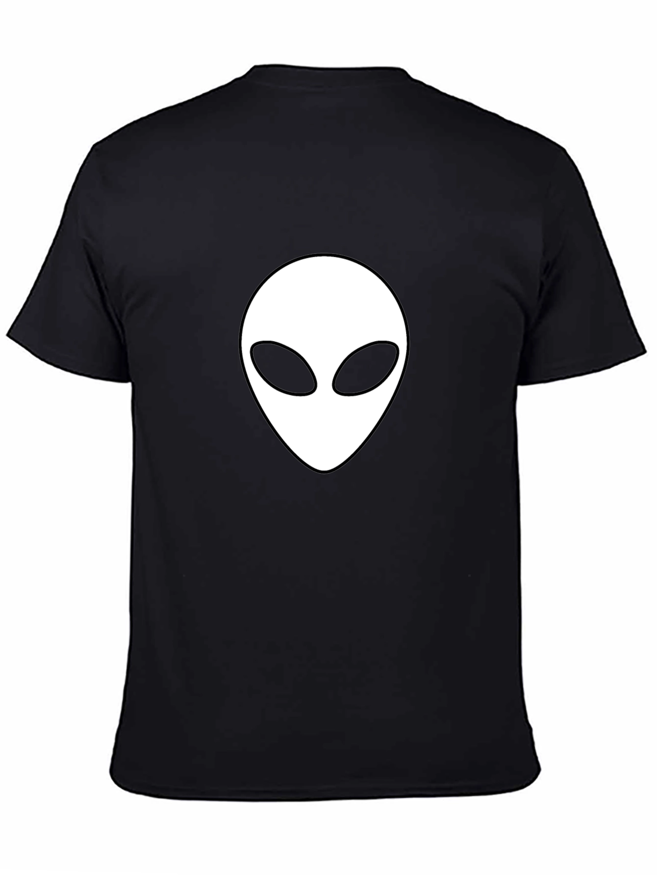 Alien Head Graphic Tee - Black Cotton T-Shirt