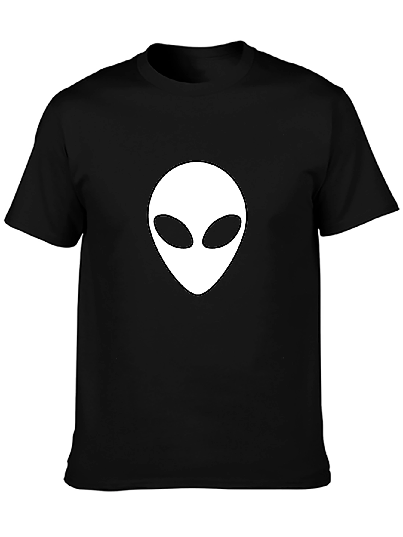 Alien Head Graphic Tee - Black Cotton T-Shirt