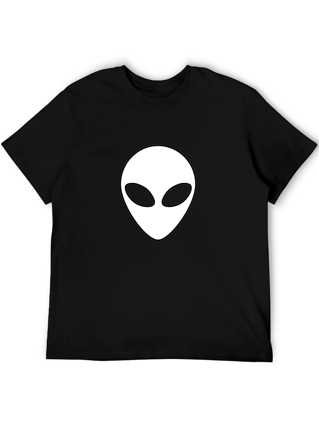 Alien Head Graphic Tee - Black Cotton T-Shirt