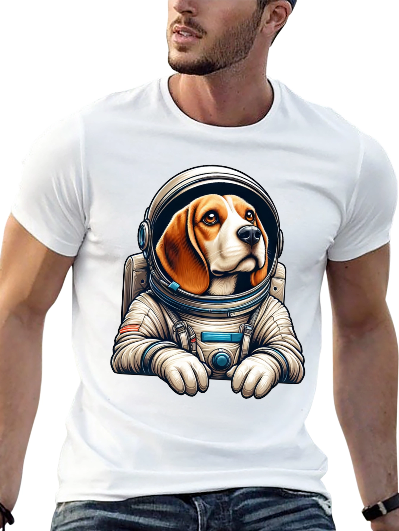 Astronaut Beagle Black T-Shirt