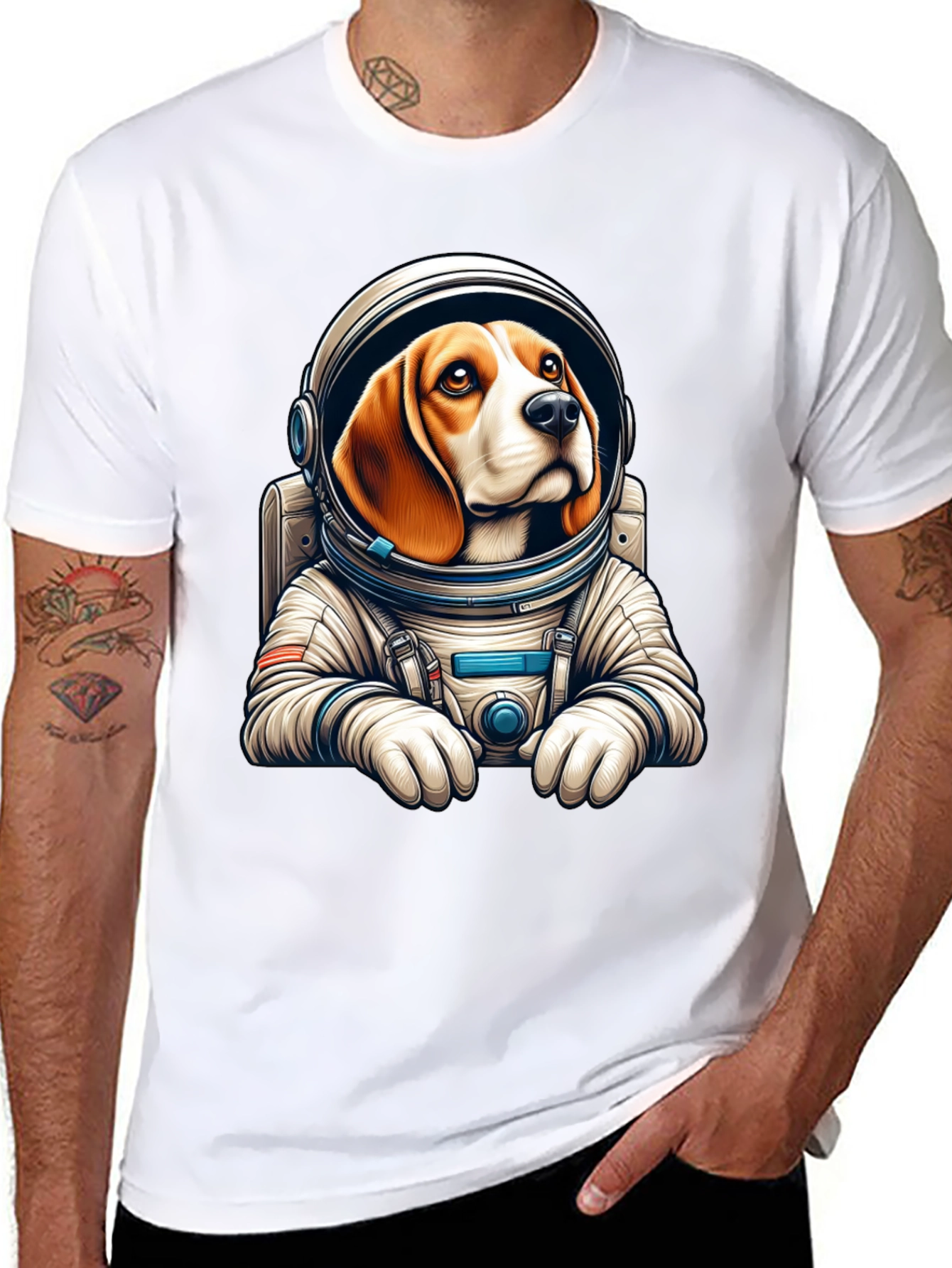 Astronaut Beagle Black T-Shirt