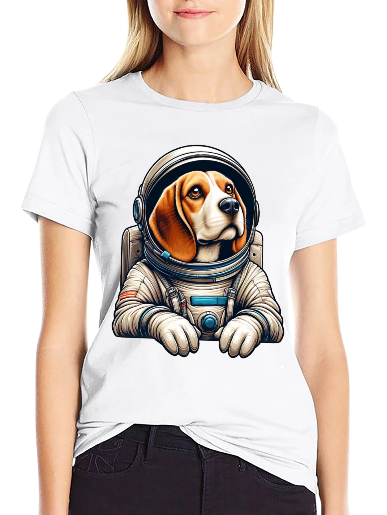 Astronaut Beagle Black T-Shirt