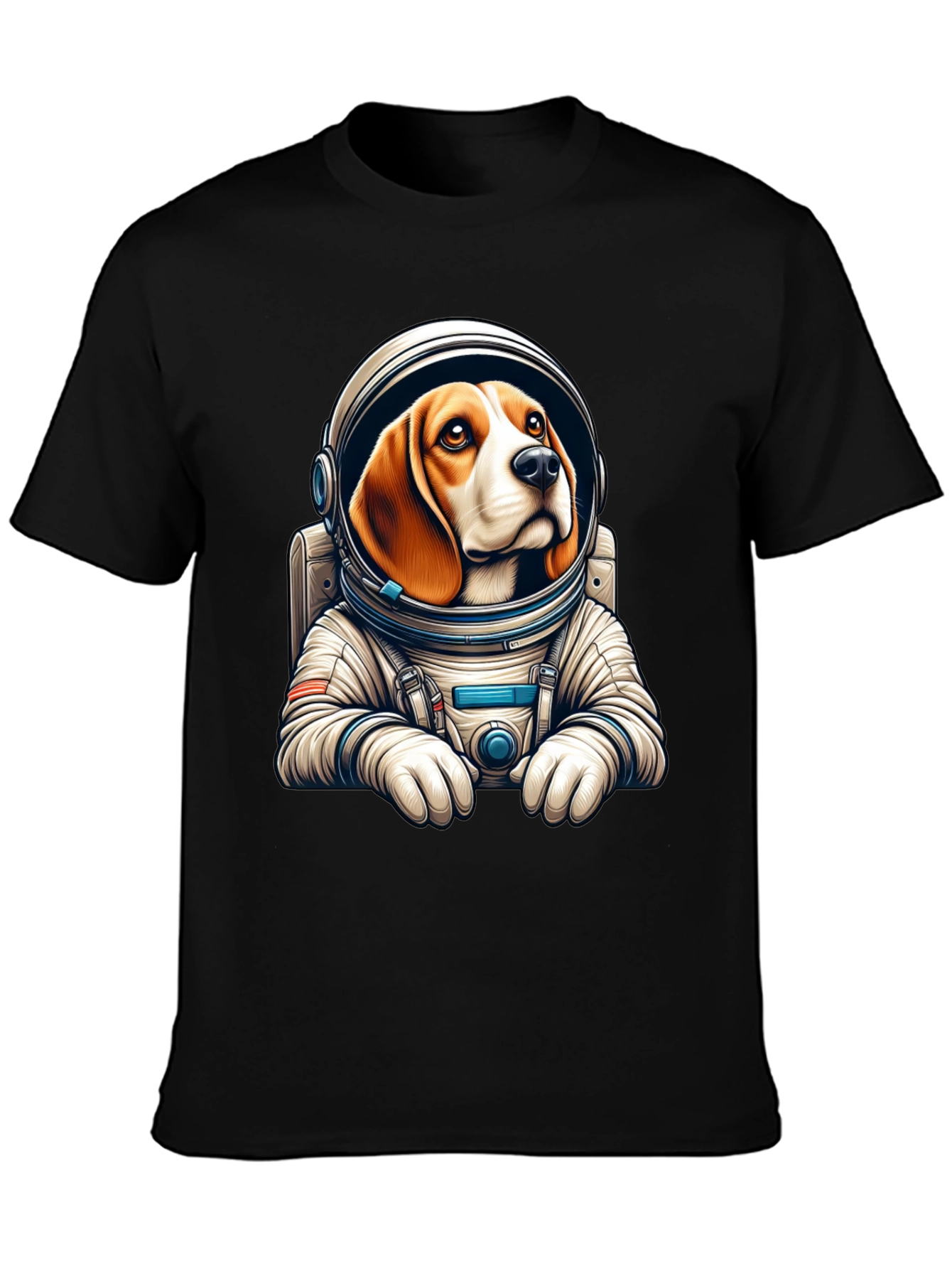 Astronaut Beagle Black T-Shirt