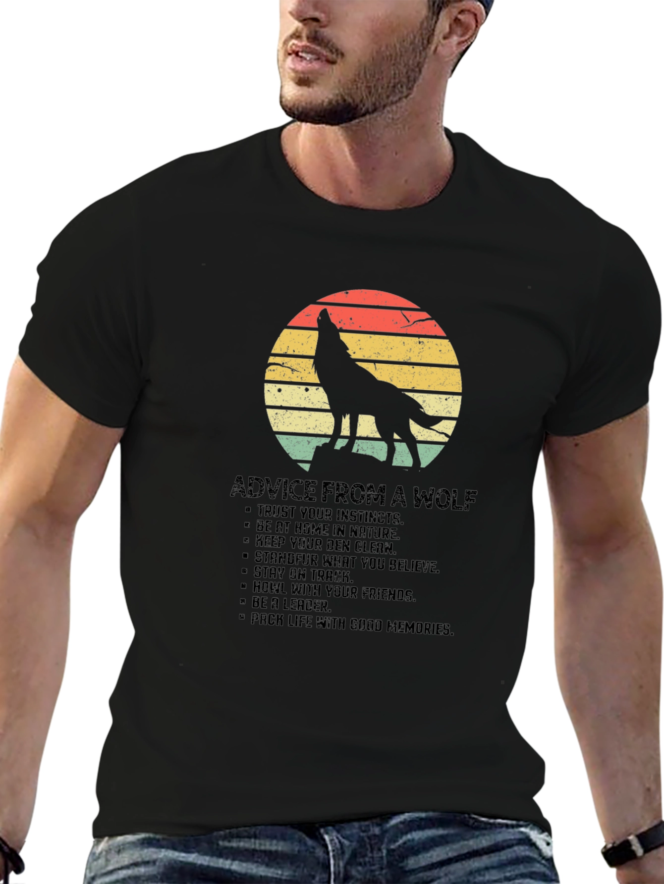 Wolf Advice Graphic Tee - Mens Black T-Shirt