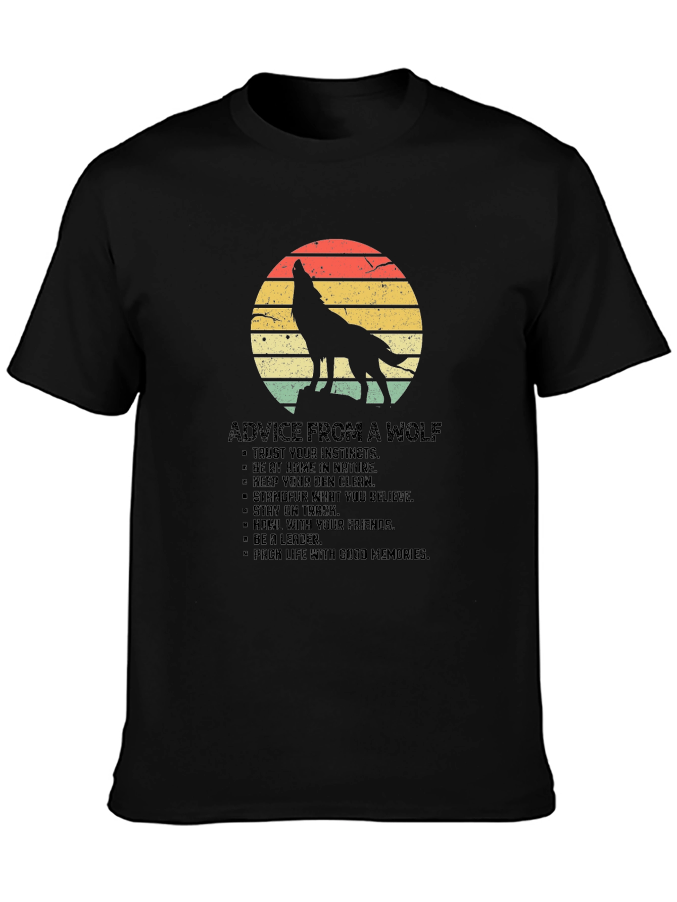 Wolf Advice Graphic Tee - Mens Black T-Shirt