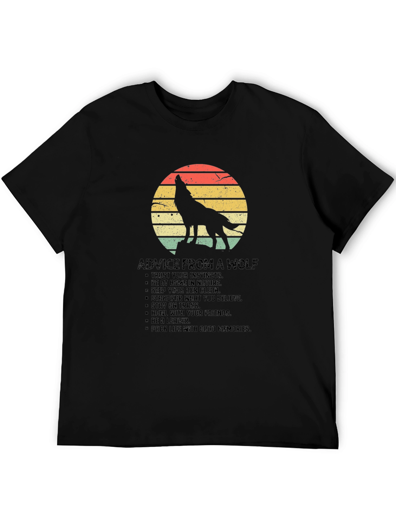 Wolf Advice Graphic Tee - Mens Black T-Shirt